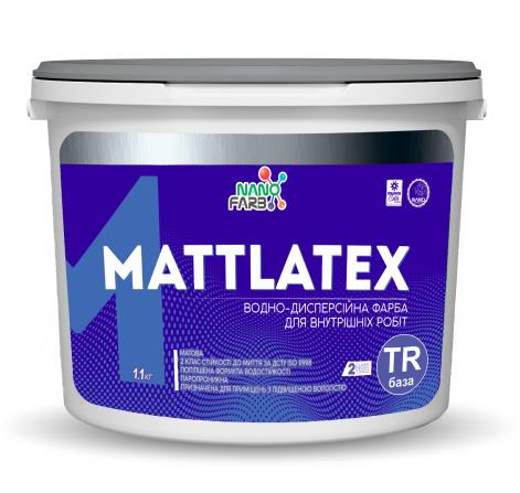 Mattlatex Nanofarb — Інтер'єрна акрилова латексна фарба миюча база TR,  1.1 кг